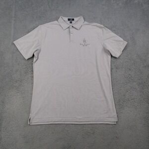 Dunhill Links Mens Large Grey Striped Trump International Golf Club Polo Shirt